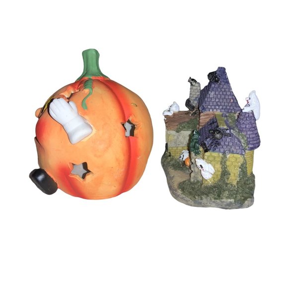 Halloween lot of 3 small decor - Shelf Sitter, Candle Holder, Haunted House - Picture 7 of 12